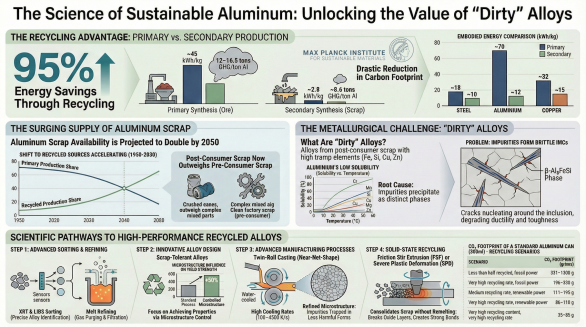 Recycling of High Performance Aluminium Alloys into Performance Aluminium Alloys: Sustainability Dimensions of Aluminum Metallurgy and Circular Resource Management: https://www.sciencedirect.com/science/article/pii/S0079642522000287