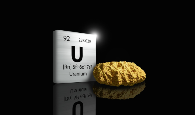 Uranium: Uranium (U, atomic number 92) is a heavy, radioactive, silvery-white metal from the actinide group that occurs naturally in the Earth's crust. It is used for energy production in nuclear power plants because its isotope, uranium-235, releases ene